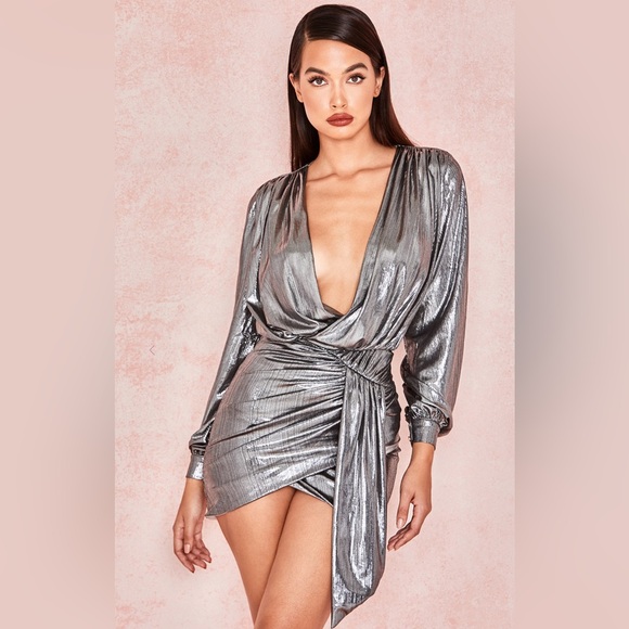 House of CB Dresses & Skirts - House of CB Metallic Silver Midi Dress
